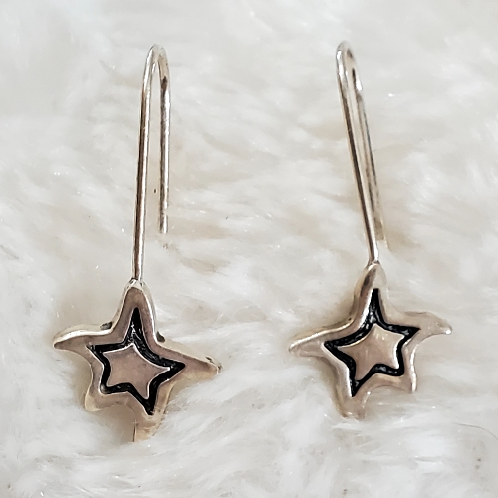 FIRM RARE! Silpada Sterling Silver Long Star Earrings W1594